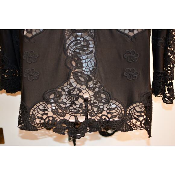 Sky XS Holu Jacket Wrap Cover Up Black Embroidered Fall Fashion - Picture 7 of 12